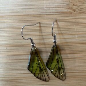 Elegant Green Wing Earrings